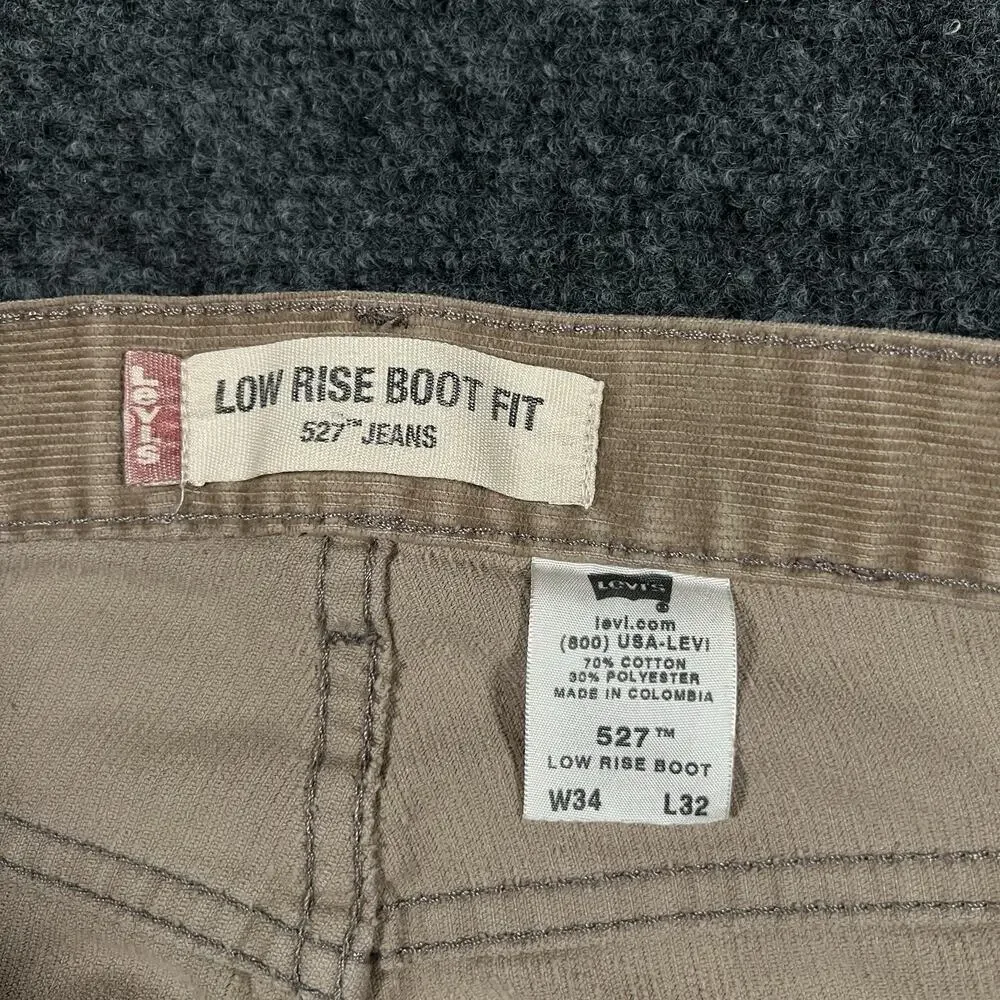 Levis 527 Low Boot Cut Corduroy Pants Mens 34x33 Brown Vintage Y2k Jeans
